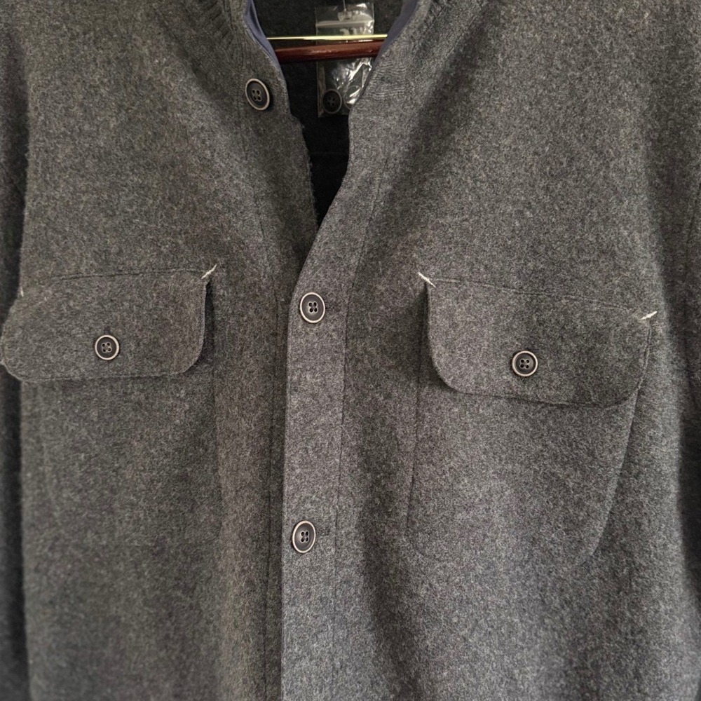 32 Bar Blues Men's 100% Merino Wool Shacket Charcoal Gray Button Front Sz XL NWT - Picture 3 of 6